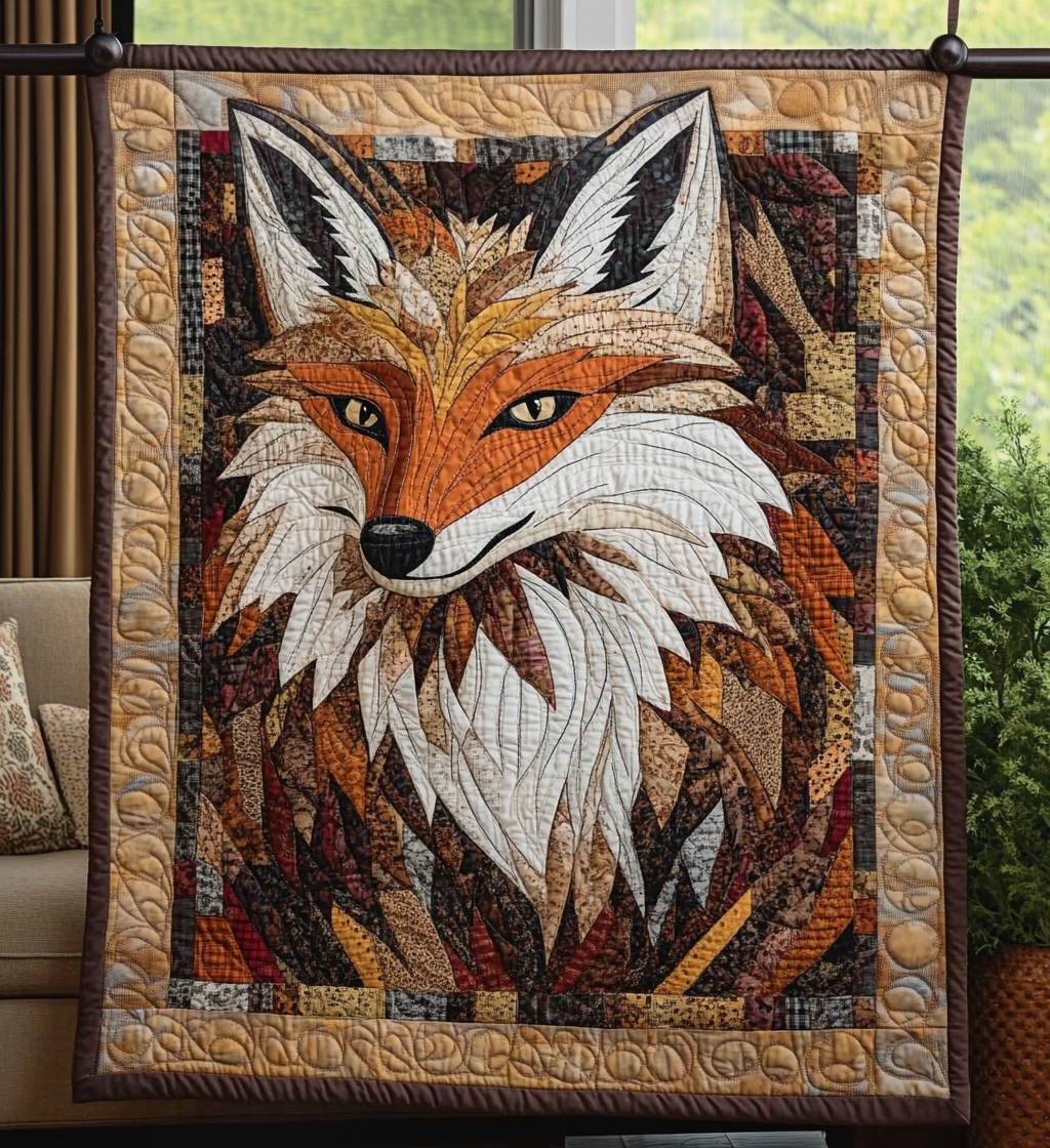 Regal Fox Hunt Quilted Blanket Autumn Gift Ideas