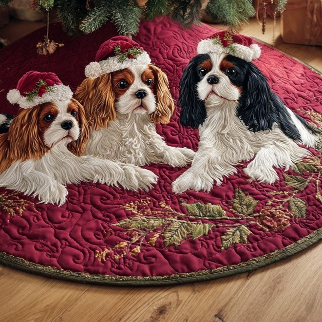 Regal Holiday Quilted Christmas Tree Skirt Popular Gift Merch for Christmas Enthusiasts