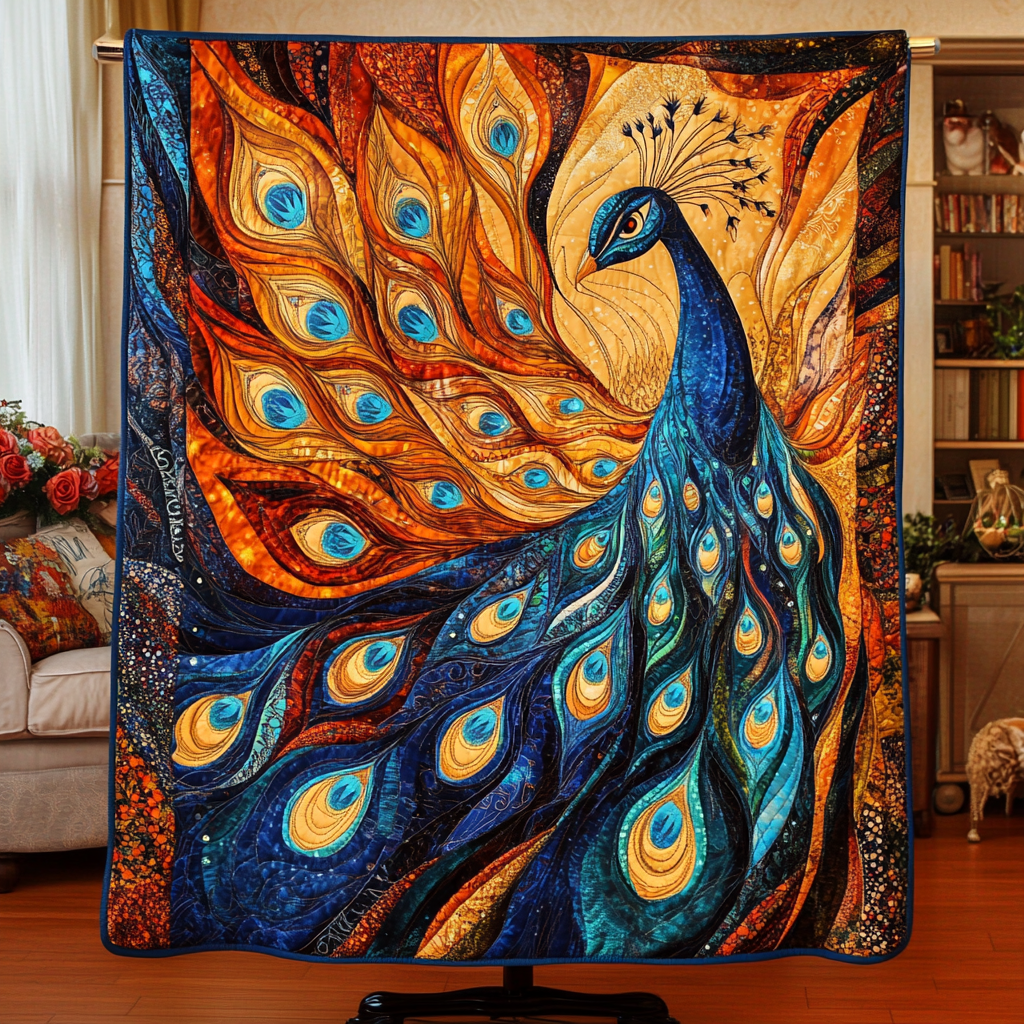 Regal Peacock Quilted Blanket Home Bedding Decor Peacock Gifts For Her