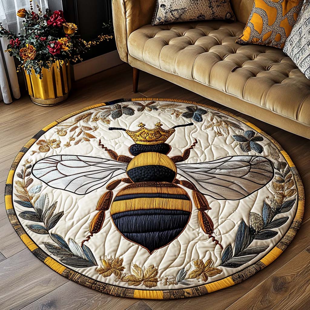 Regal Pollen Crown Quilted Round Mat Christmas Decor For Entryway Bee Items Gifts