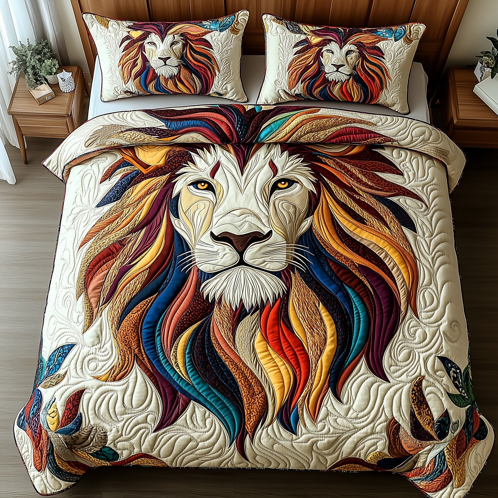 Regal Roar Quilted Bedding Set Duvet Cover Bed Sheet Great Lion Themed Gifts