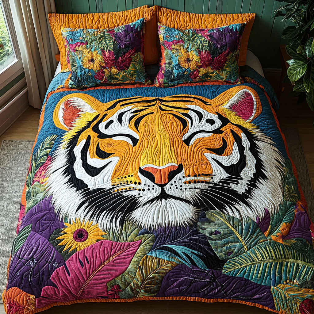 Regal Roar Quilted Bedding Set Thoughtful Bedroom Gift Idea for Any Occasion