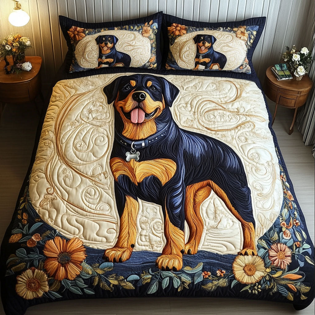 Regal Rottie Quilted Bedding Set Lovely Bedroom Gift Idea for Housewarming