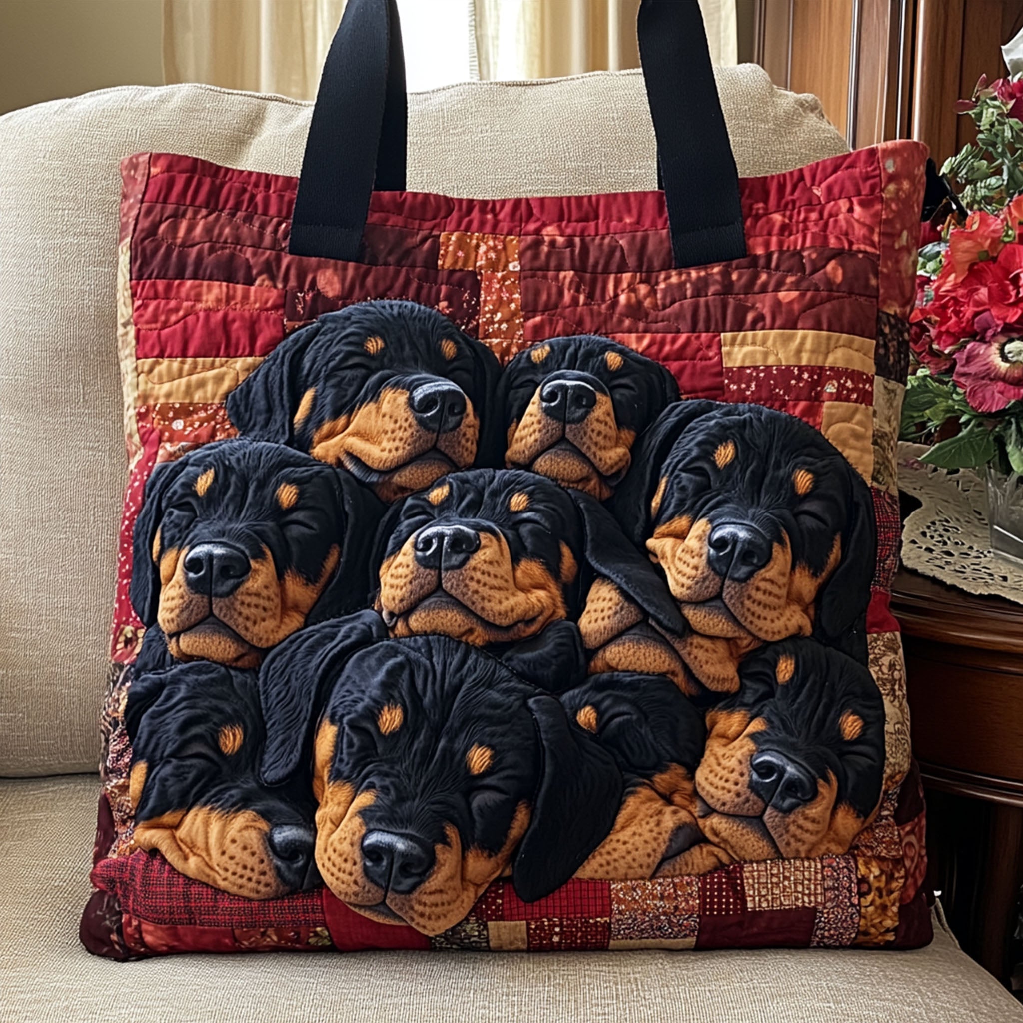 Regal Rottweiler Quilted Tote Bag Funny Presents For Dogs