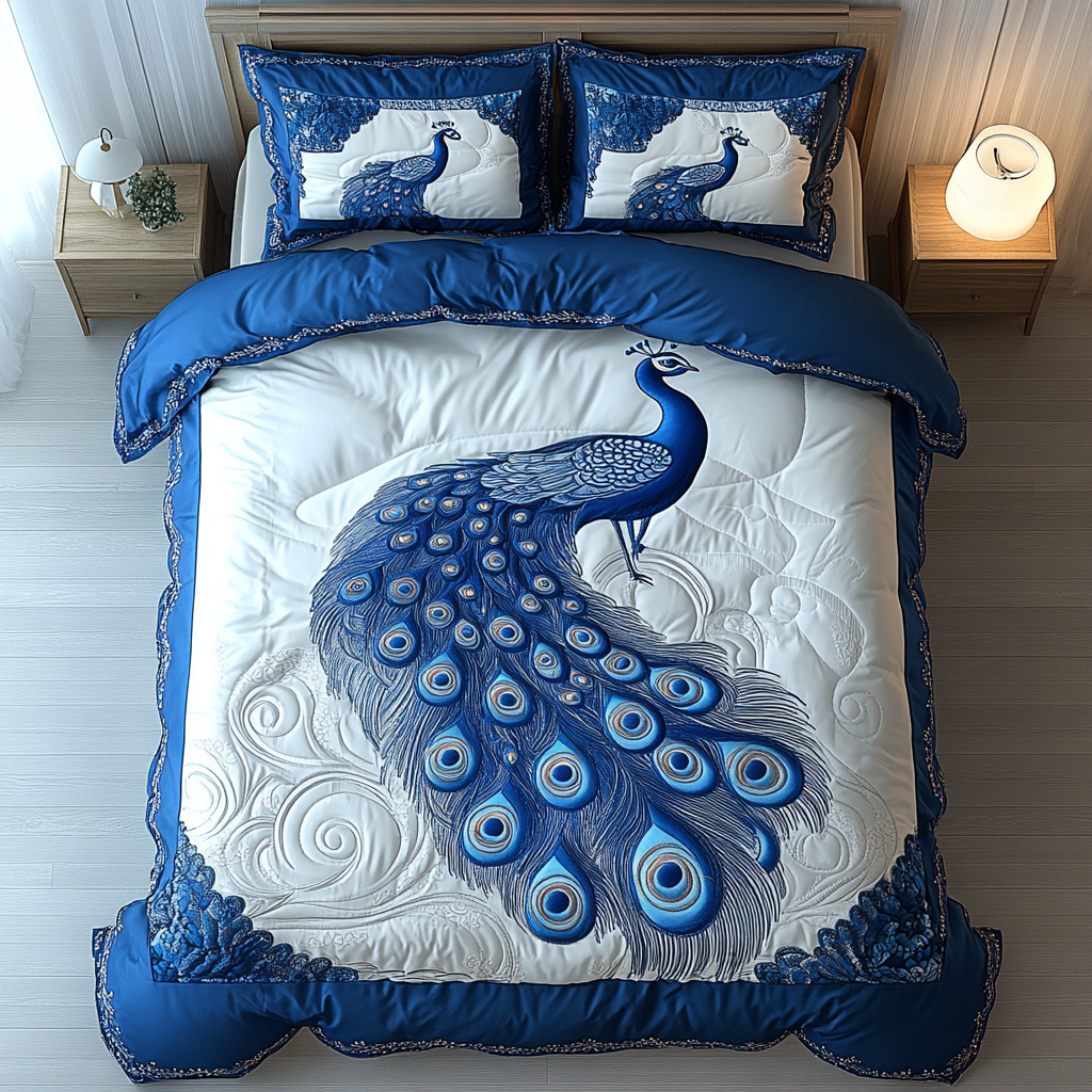 Regal Tail Quilted Bedding Set Bedroom Decor Ideas Peacock Lovers Gifts For Women
