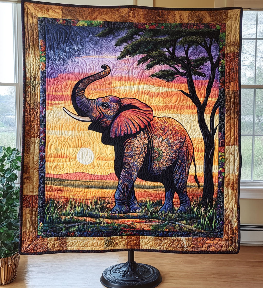 Regal Trunk Safari Quilted Blanket Gift For Elephant Lover