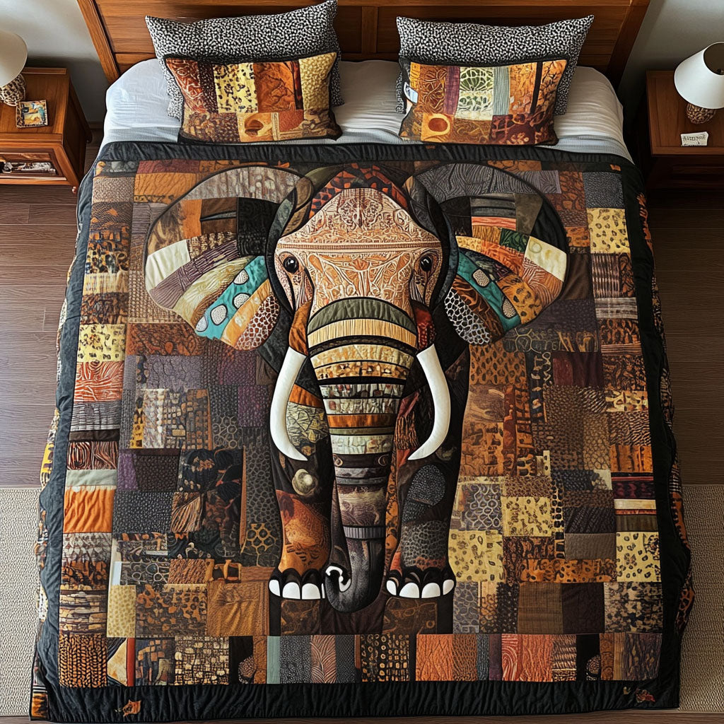 Regal Tusker Quilted Bedding Set Bed Decor Elephant Gifts For Him Her