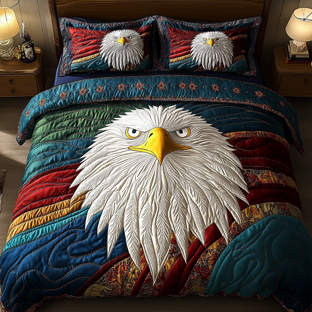 Regal Wings Quilted Bedding Set Bedroom Decorations Christmas Bald Eagle Gift Ideas