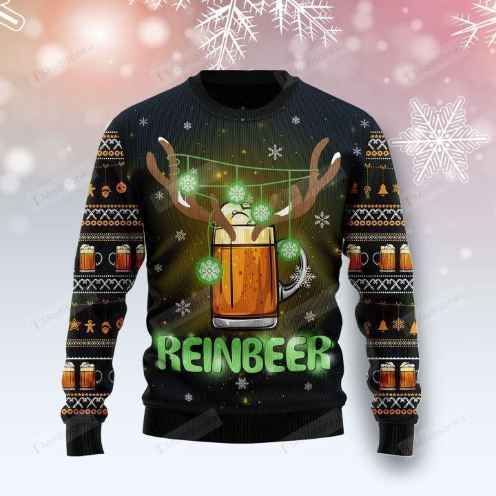 Reinbeer Ugly Christmas Sweater Funny Holiday Sweater Christmas Gifts For Beer Lovers