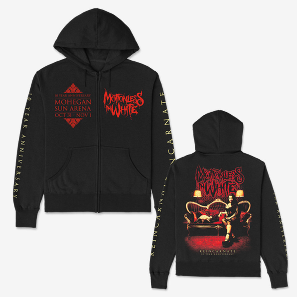 Reincarnate 10 Years Motionless In White Zip Hoodie Motionless In White Apparel Music Fan Gift