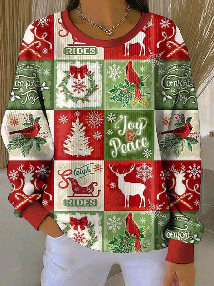 Reindeer And Cardinal Christmas Sweatshirt Xmas Tree Clothing Gifts For Friends