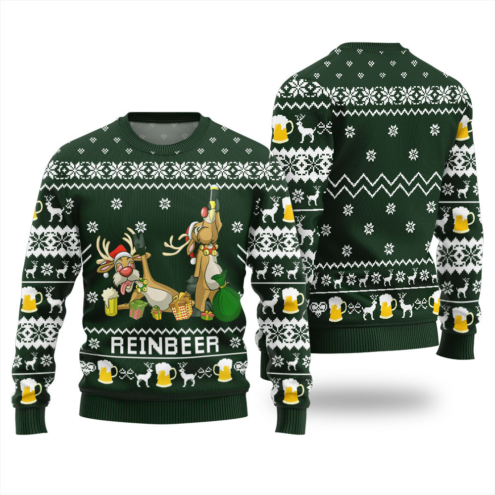 Reindeer Beer Ugly Christmas Sweater Cozy Christmas Sweater for Holiday Season