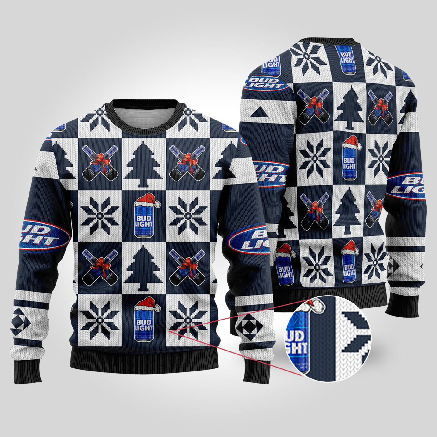 Reindeer Bud Light Christmas Sweater Navy Festive Sweatshirt for Christmas Celebrations