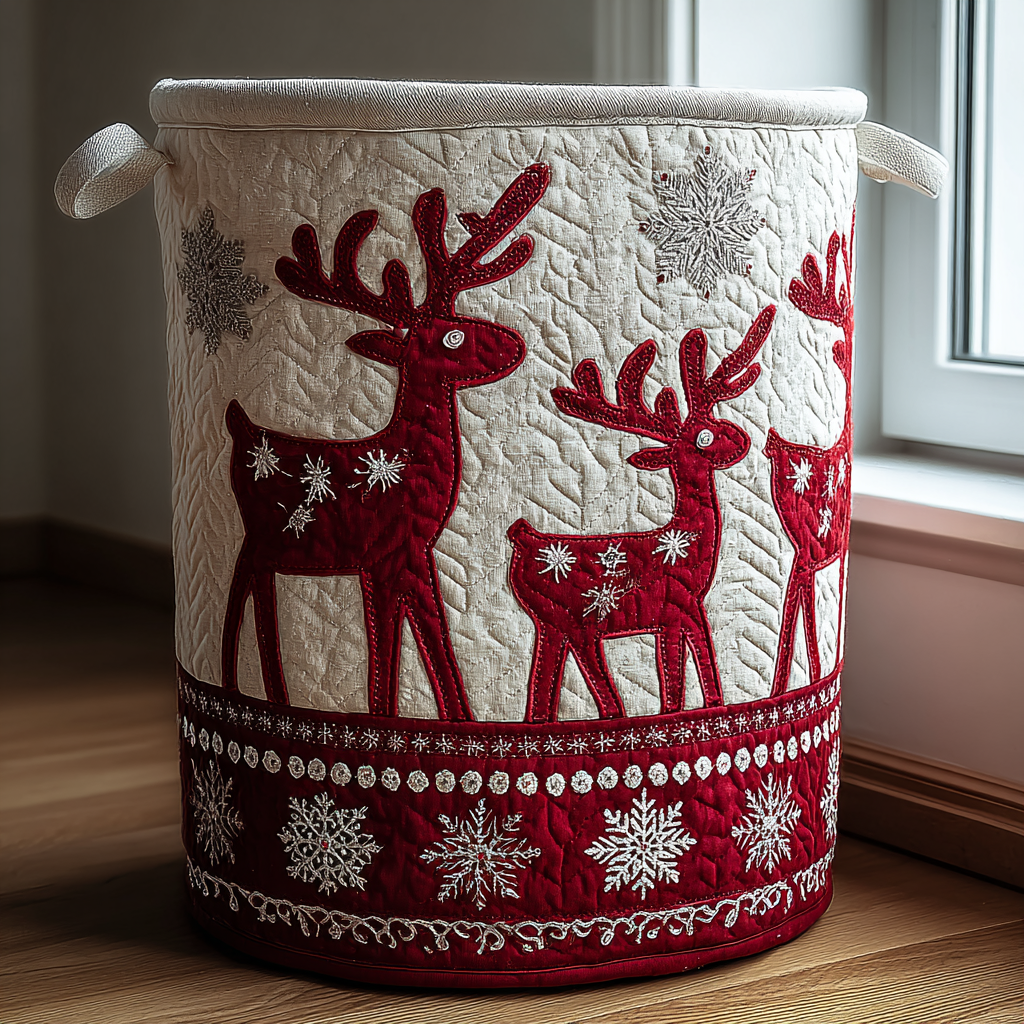 Reindeer Dream Quilted Laundry Basket Father's Day Merch Gift