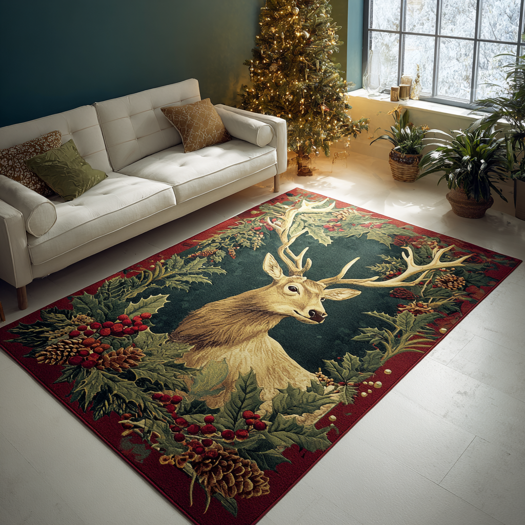 Reindeer Journey Area Rug Front Door Entryway Ideas First Year Christmas Gifts For Boyfriend