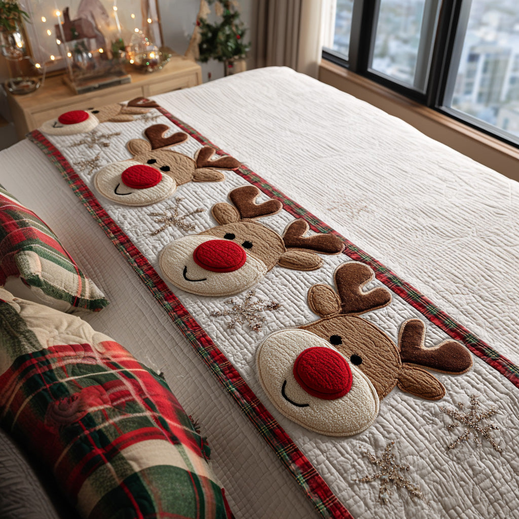 Reindeer Lane Quilted Bed Runner Bed Christmas Decor Xmas Gifts