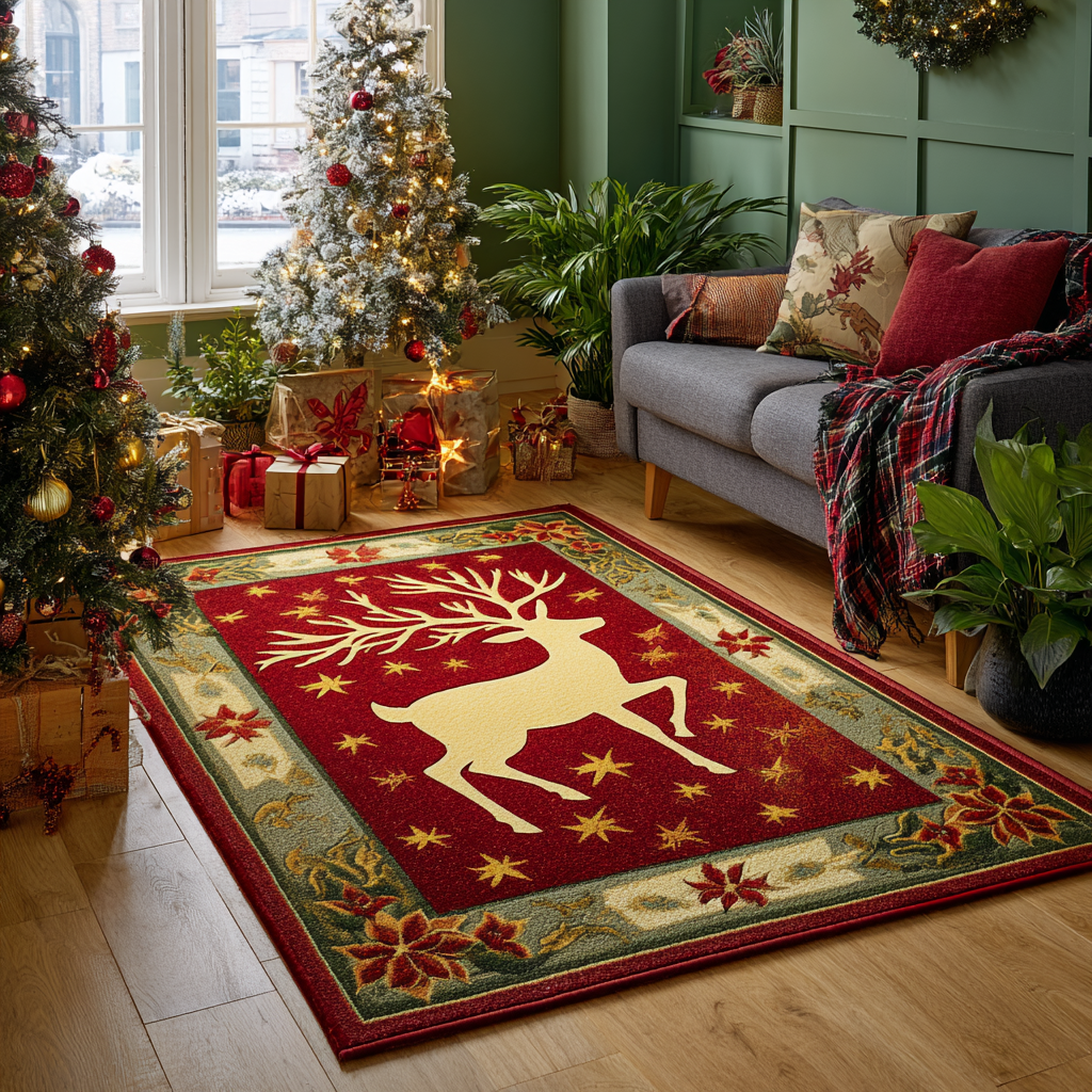 Reindeer Light Area Rug Entryway Ideas Gifts For Mum For Christmas