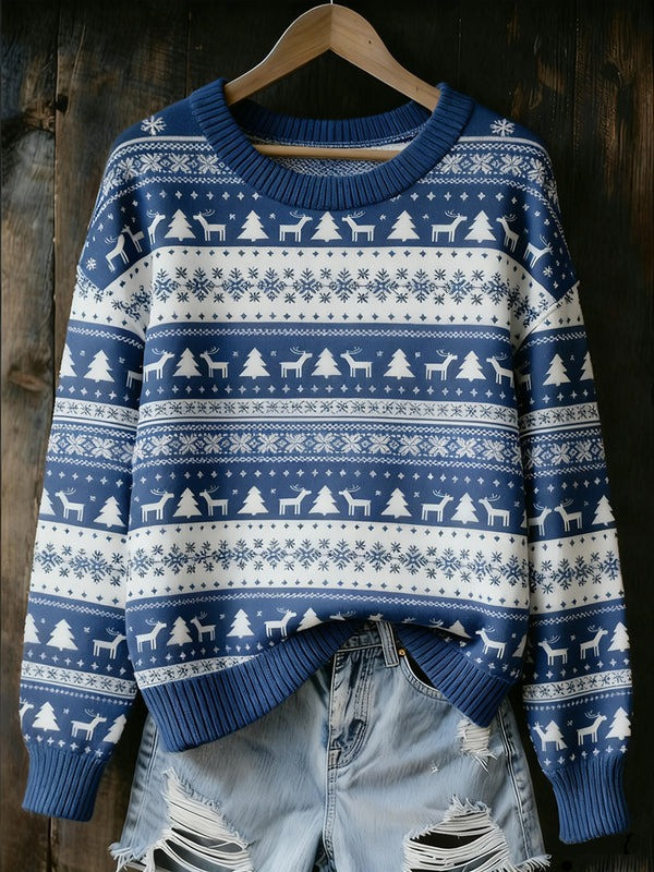 Reindeer Pine Tree Christmas Sweater Winter Festive Cute Clothing Presents For Women