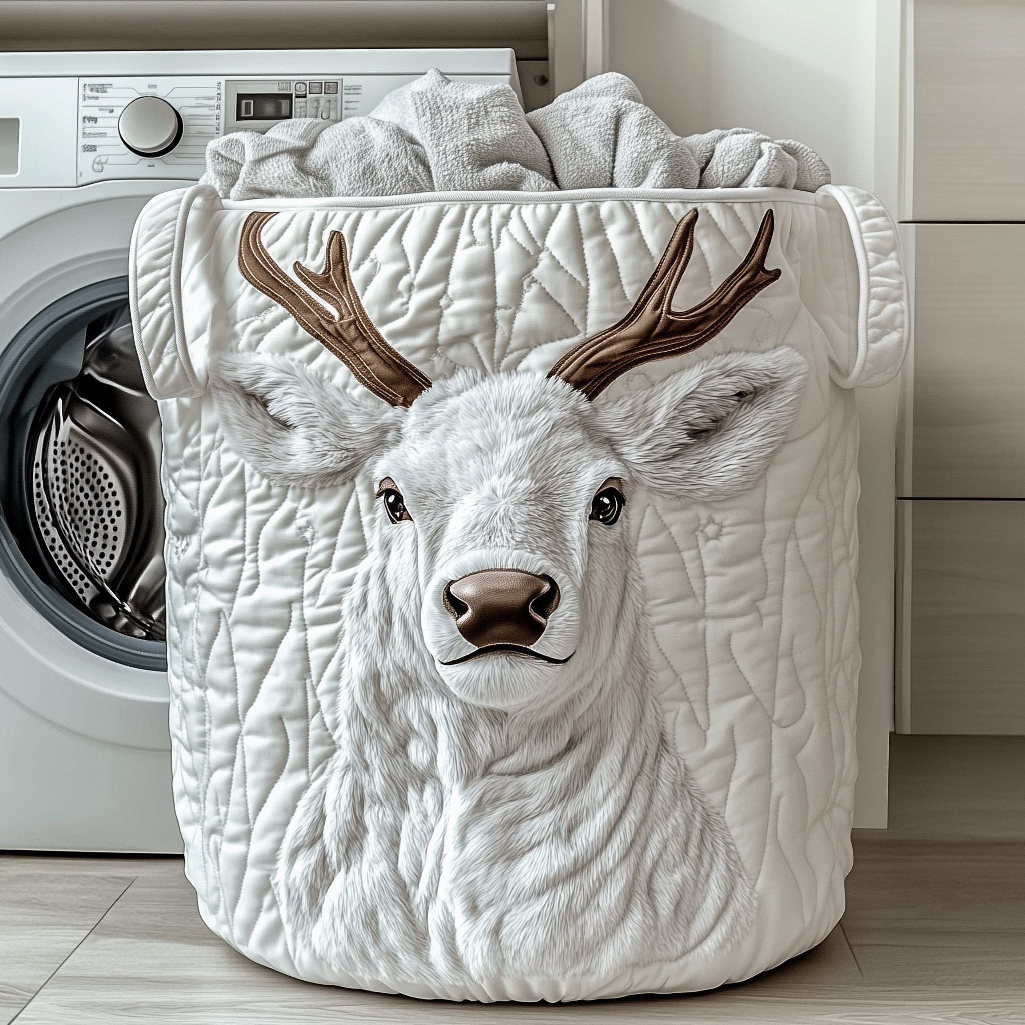 Reindeer Quilted Laundry Basket Door Reindeer Christmas Decorations