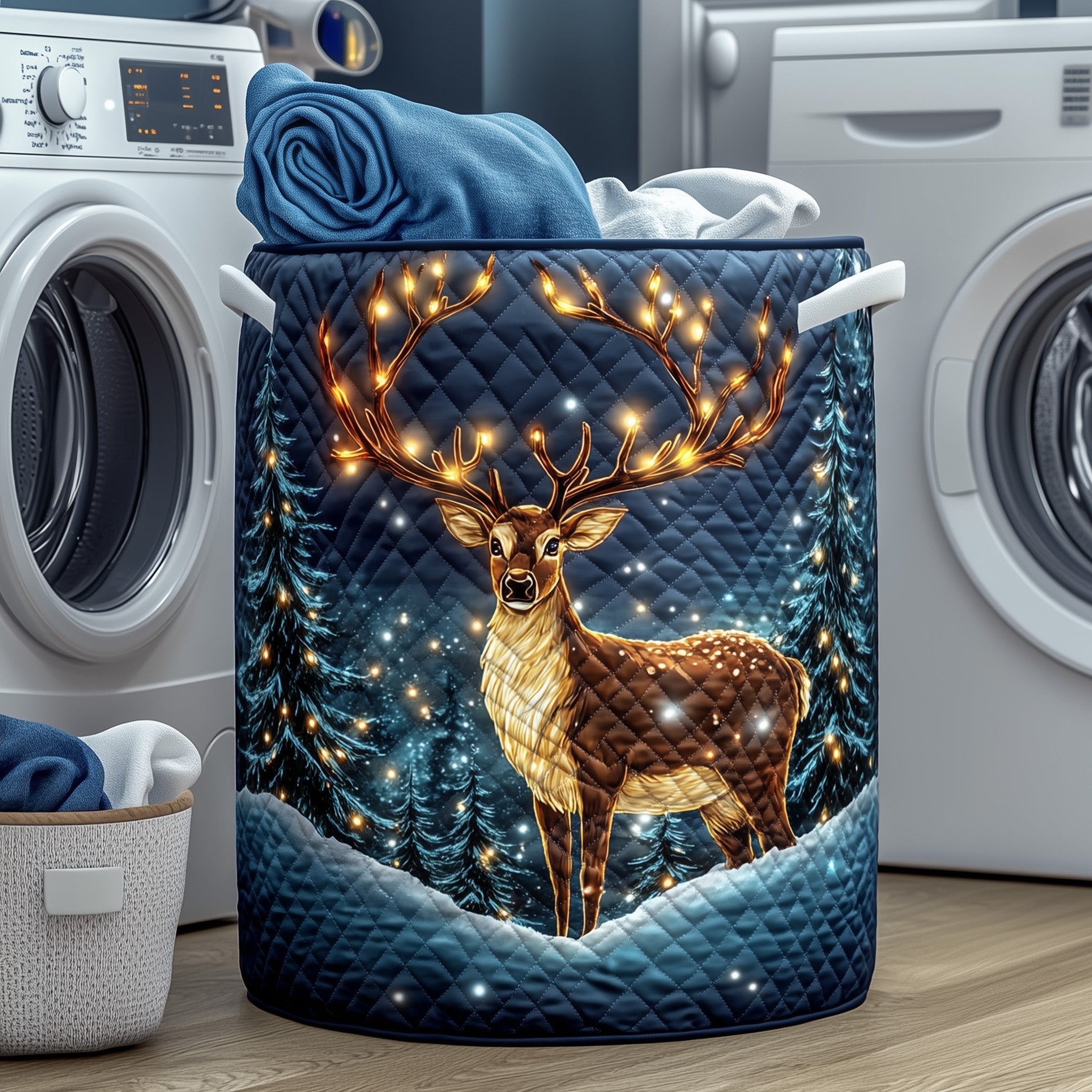 Reindeer Quilted Laundry Basket Inreindeer Christmas Tree Decorations