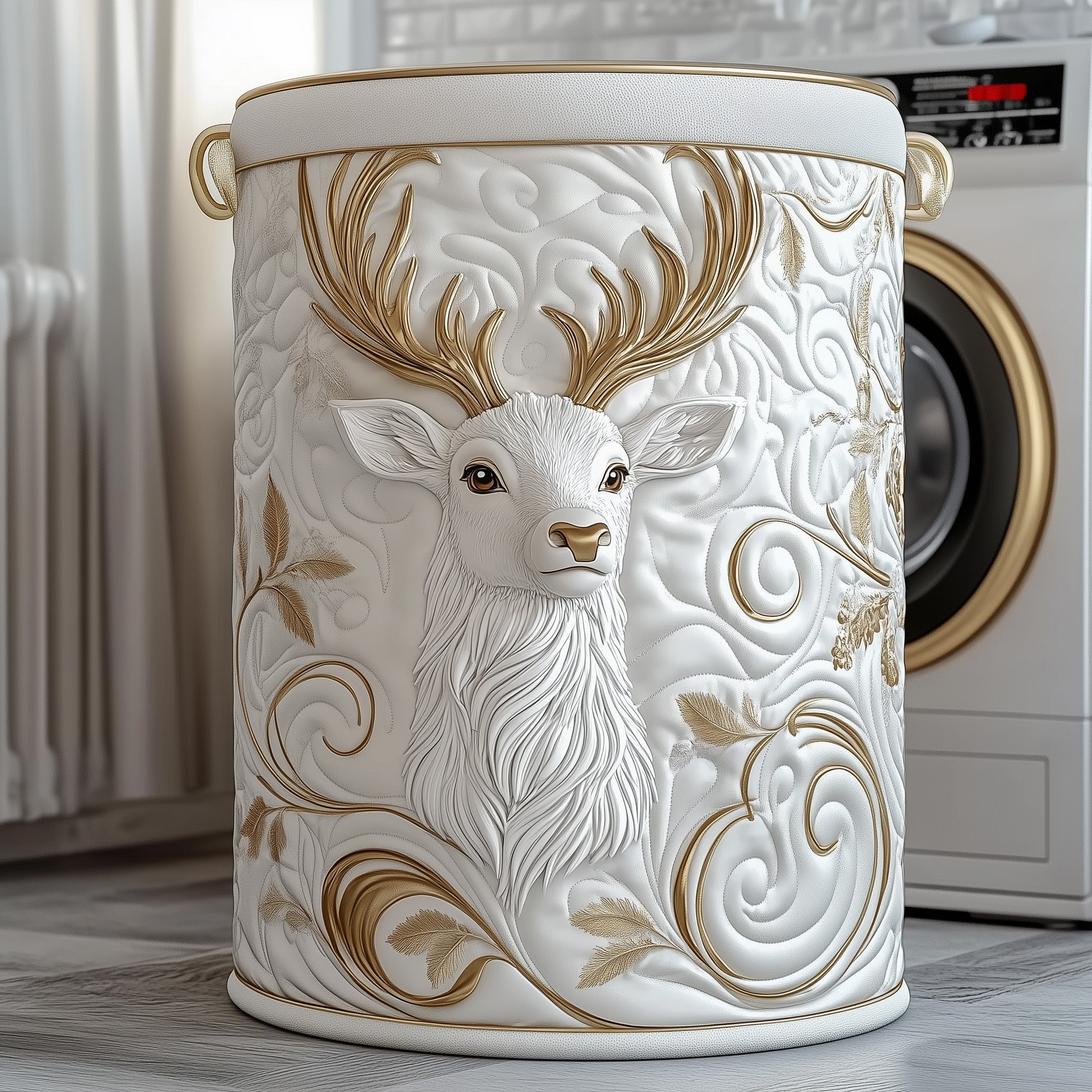 Reindeer Quilted Laundry Basket Reindeer Christmas Decorations