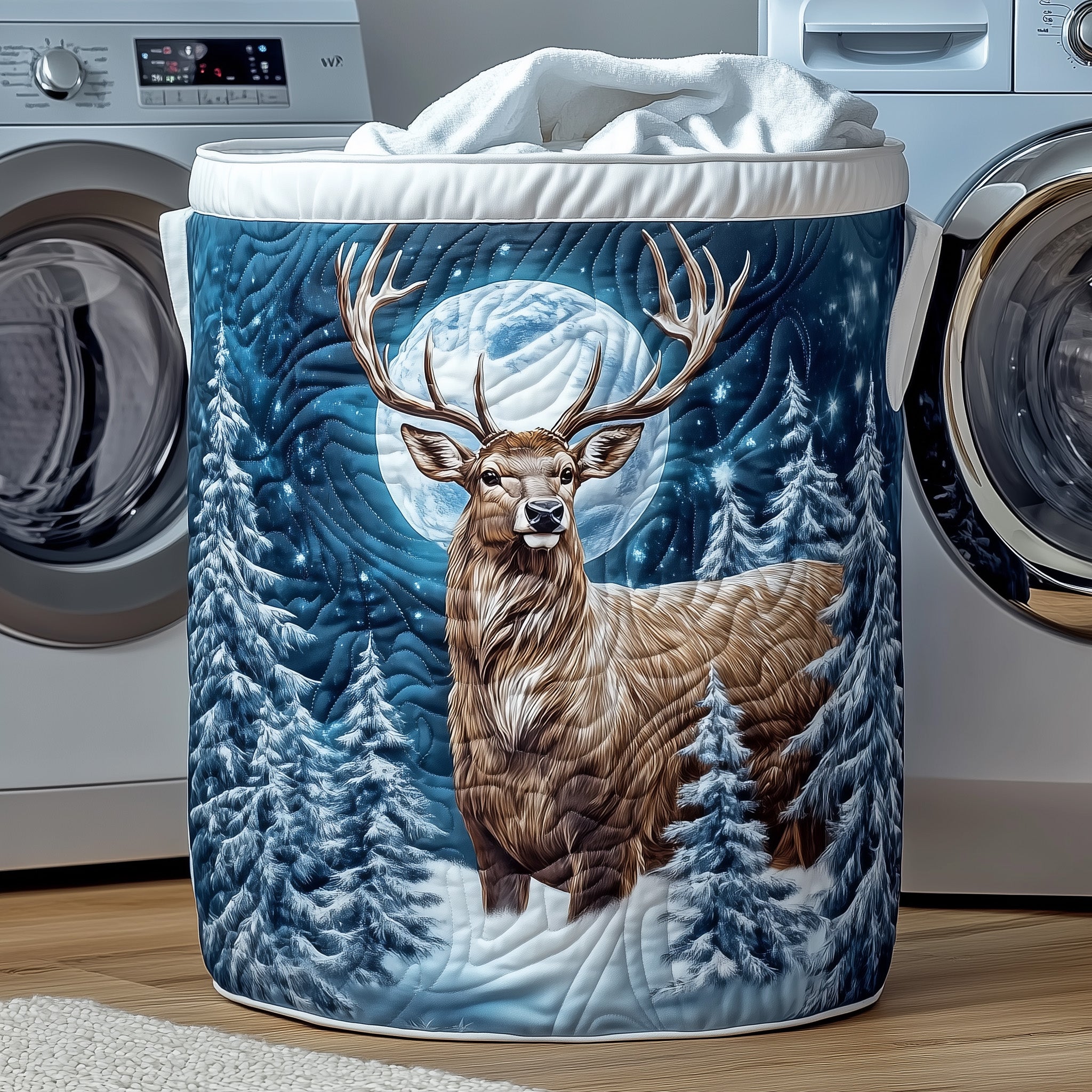Reindeer Quilted Laundry Basket Reindeer Christmas Presents