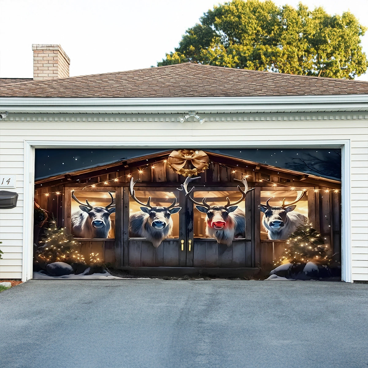 Reindeer Retreat Christmas Garage Door Banner Xmas Home Decoration Reindeer Lover Xmas Gifts