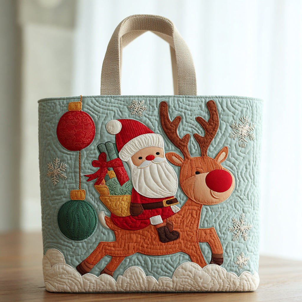 Reindeer Santa Claus Quilted Tote Bag Secret Santa Gifts For Men