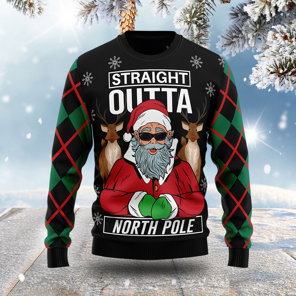 Reindeer Straight Outta North Pole Ugly Christmas Sweater Christmas Gifts For Boyfriend