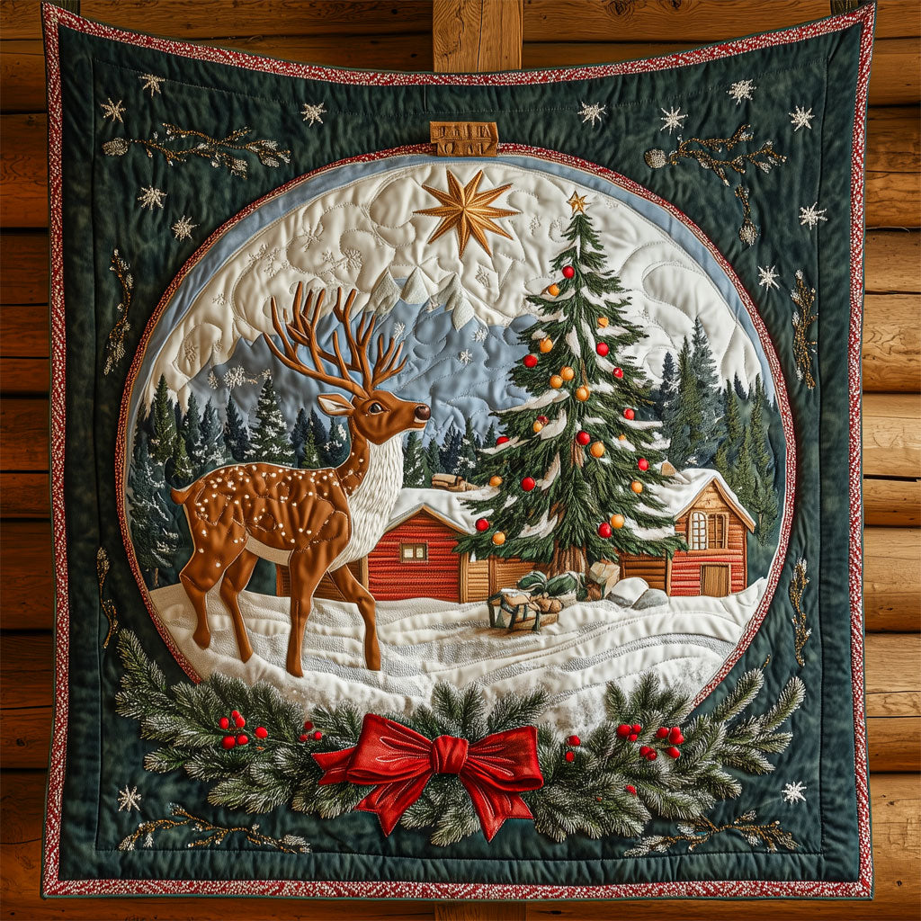 Reindeer Winter Snowglobe Quilt Beautiful Printed Quilt Blanket for Home Aesthetics