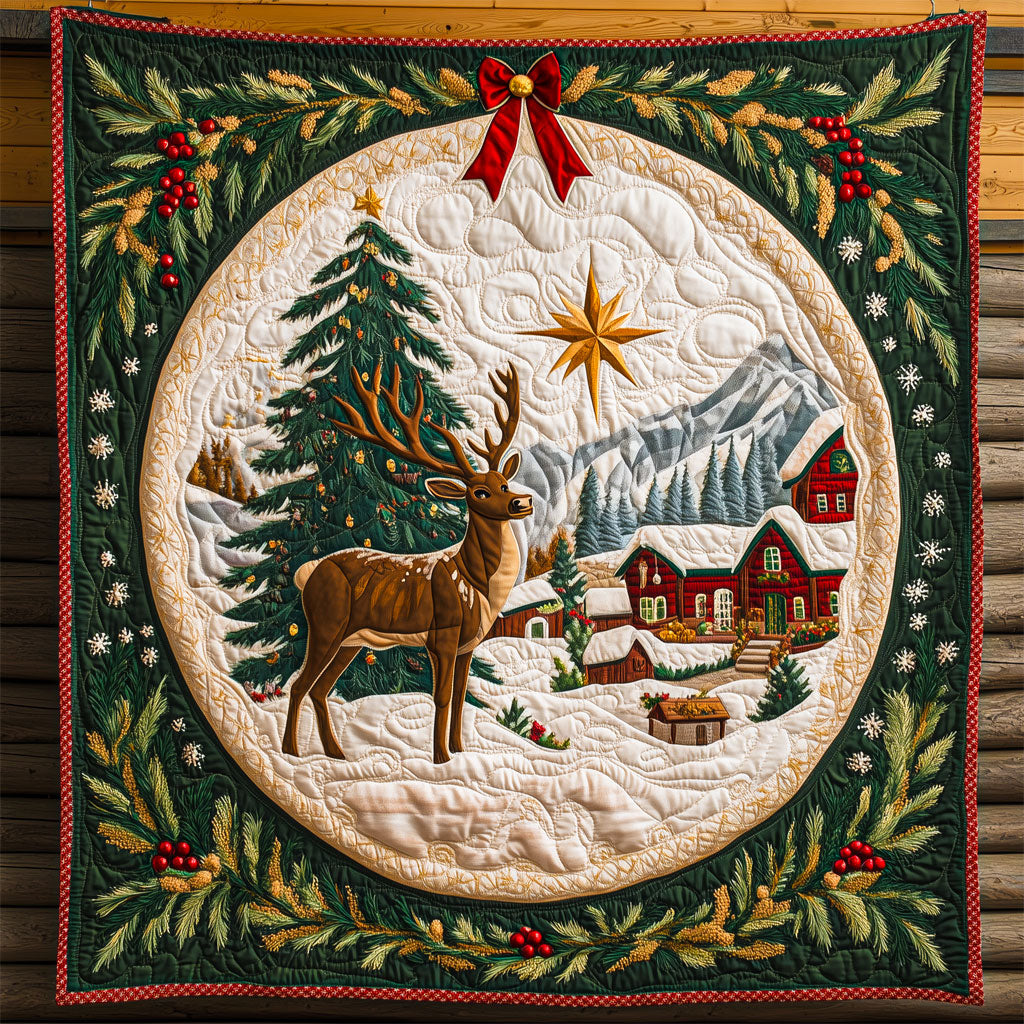 Reindeer Winter Snowglobe Quilt Soft and Cozy Quilt Blanket for Comfortable Sleep