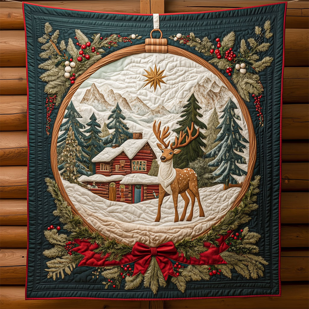Reindeer Winter Snowglobe Quilt Soft Quilt Blanket Gift for Comfortable Nights