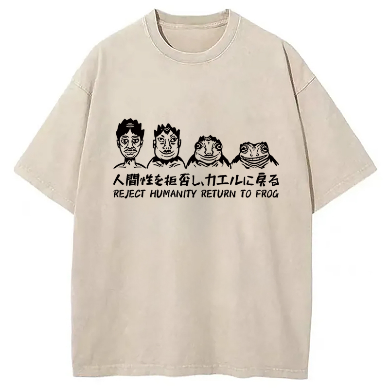 Reject Humanity Return To Frog Washed T-Shirt Unique Aesthetic Fashion Tee Gifts For Best Friend