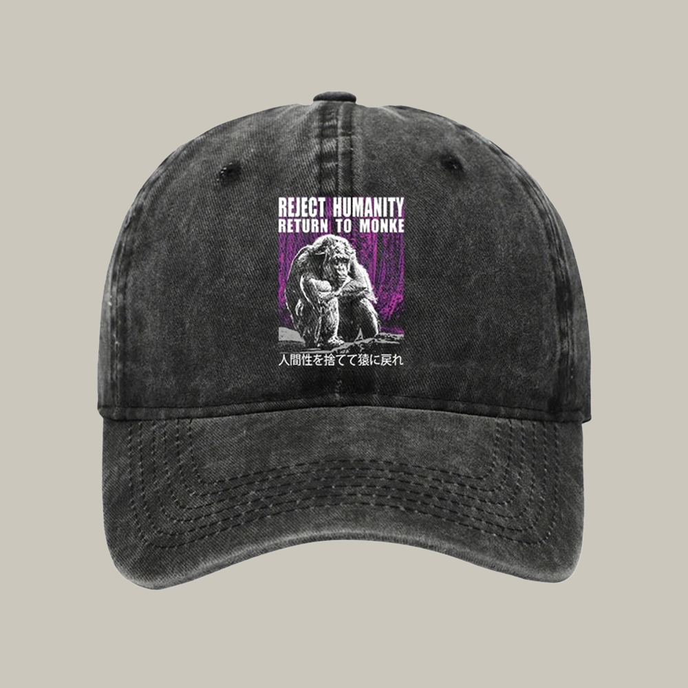 Reject Humanity Return To Monkey Washed Cap Funny Ball Cap Christmas Gifts For Friends