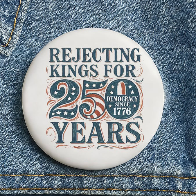 Rejecting Kings For 250 Years Button Anti MAGA Button Unique Gift For ICE Protesters
