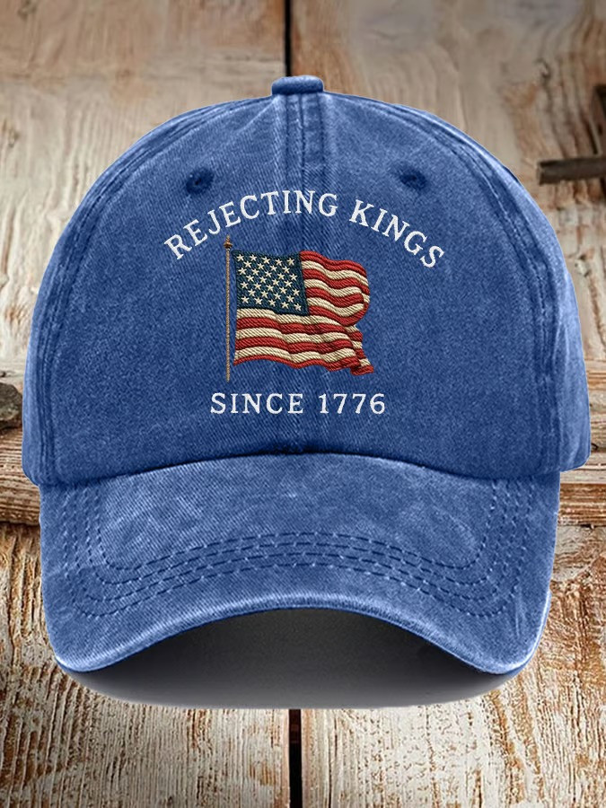 Rejecting Kings Since 1776 American Flag Baseball Hat Patriotic Cap Best Gift For Democracy Supporters