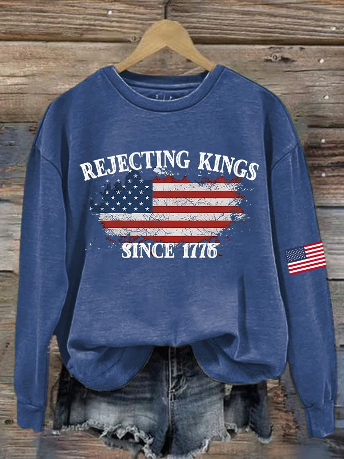 Rejecting Kings Since 1776 American Map Sweatshirt Patriotic Protest Shirt Best Gift For Supporters
