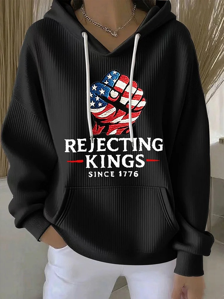Rejecting Kings Since 1776 Black Hoodie Anti Authoritarian No Kings Protest Merch Gifts