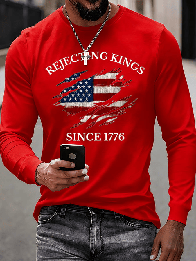 Rejecting Kings Since 1776 Long Sleeve Shirt No Kings In America Shirt Anti MAGA Gift for Husband