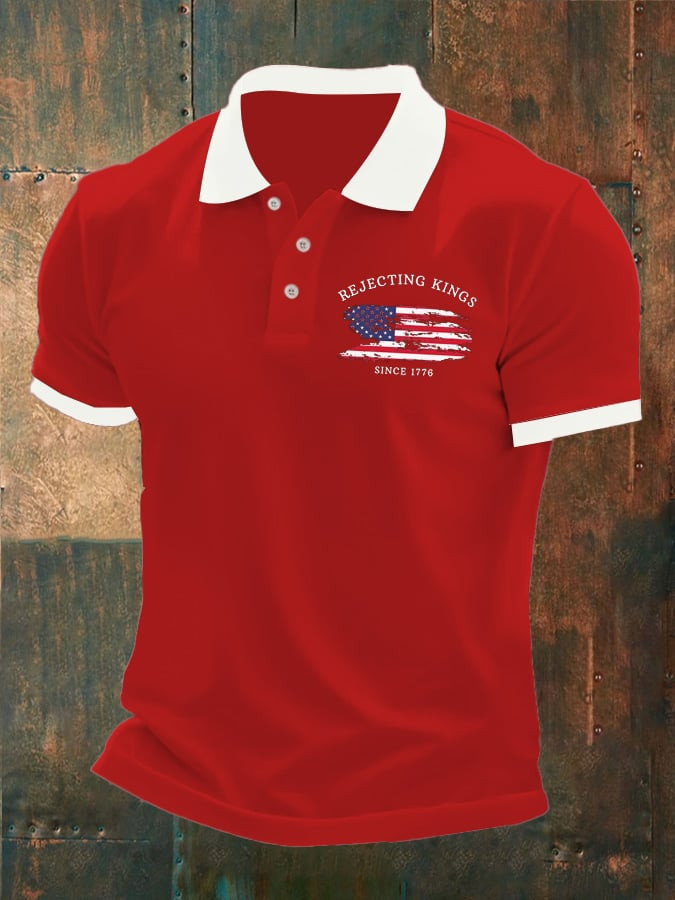 Rejecting Kings Since 1776 Polo Shirt FDT Men's Patriotic Apparel Dad Gifts