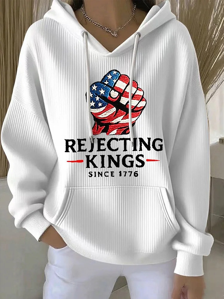 Rejecting Kings Since 1776 White Hoodie No Kings Protest Merch Gifts For Women