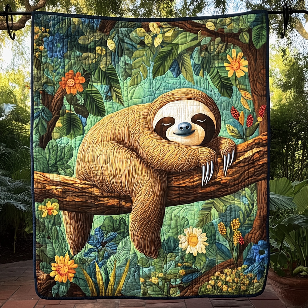 Relaxed and Rested Quilted Blanket Sloth Present Ideas