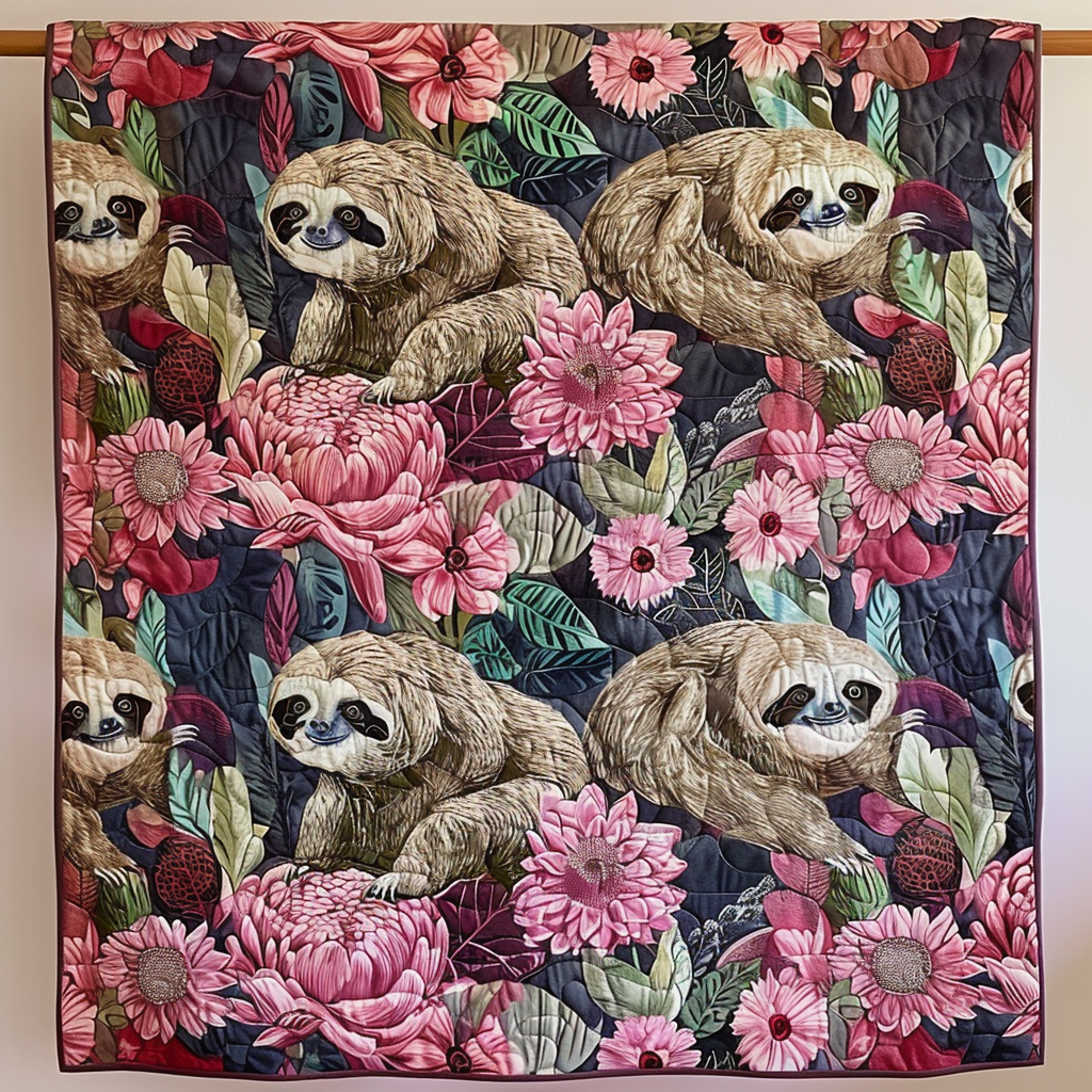 Relaxed Sloth Moments Quilted Blanket Sloth Gift Idea