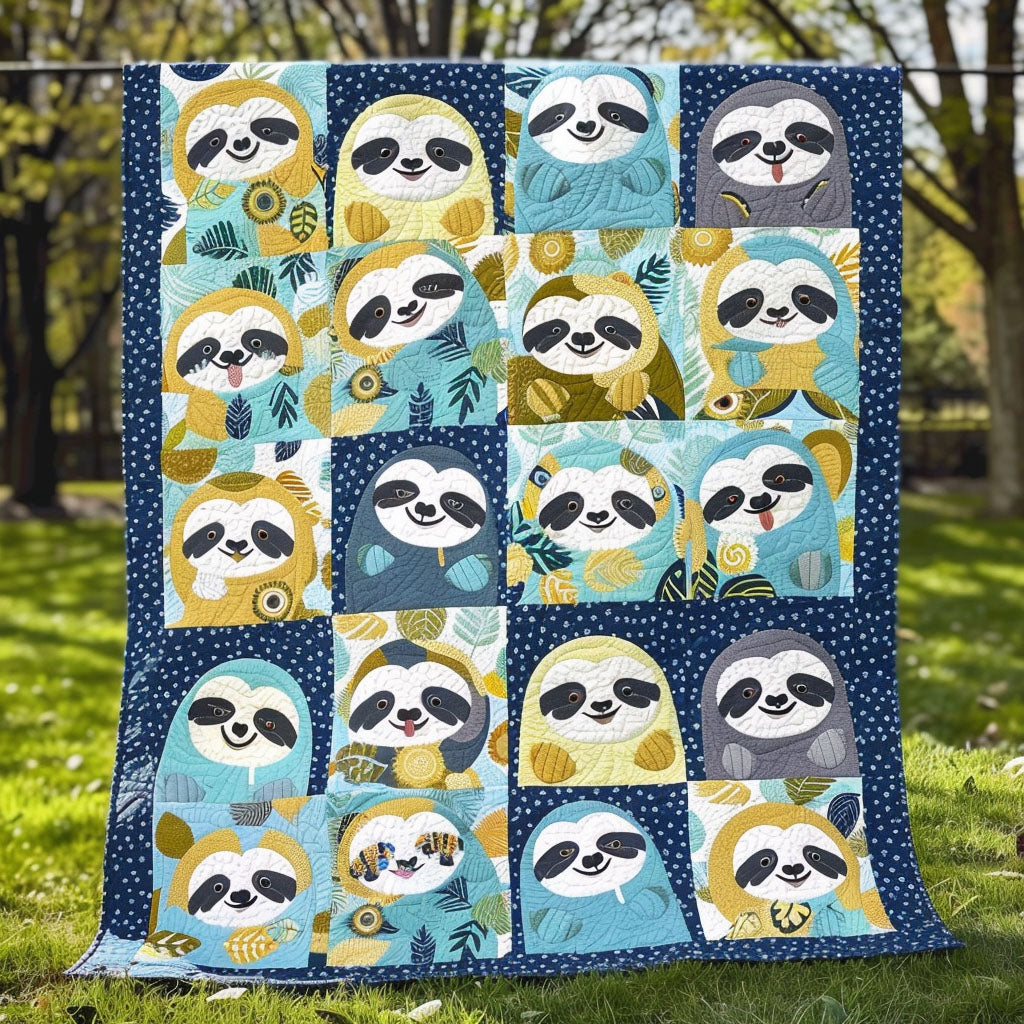 Relaxed Sloth Vibes Quilted Blanket Gifts For Sloth Lovers