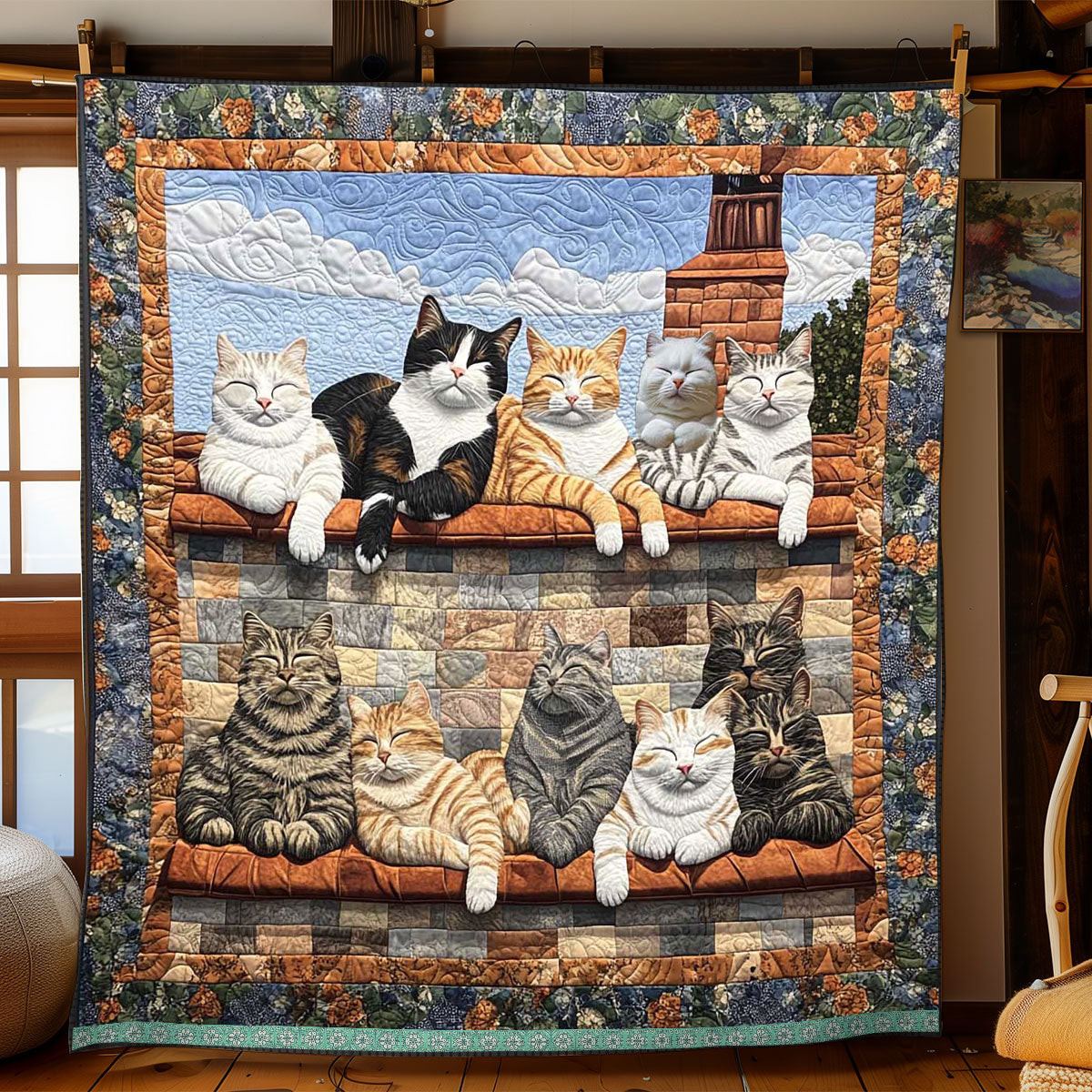 Relaxing Cat Gang Holiday Xmas Quilt Blanket Christmas Gifts For My Wife