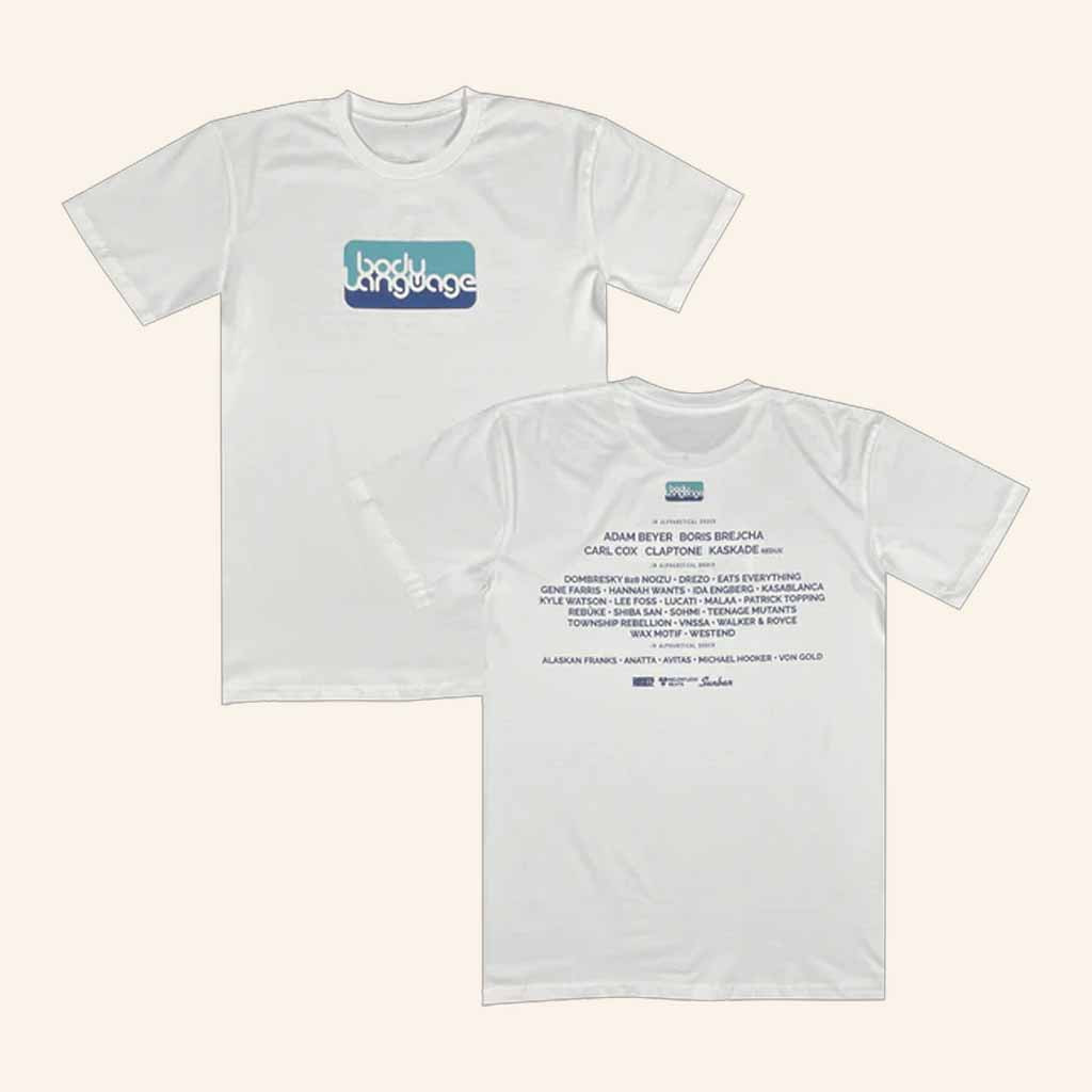 Relentless Beats Merch Body Language Lineup White T-Shirt Gifts For EDM Lovers Relentless Beats Merch Body Language Lineup White T-Shirt Gifts For EDM Lovers