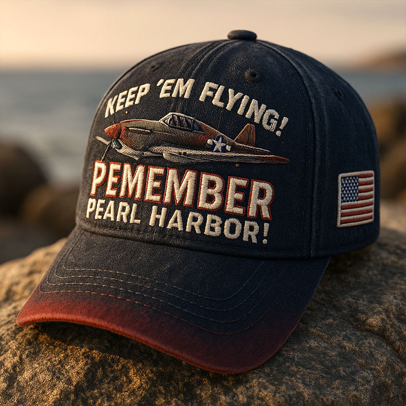 Remember Pearl Harbor Hat Keep Em Flying American Flag Hat Unique Gifts For Retired Military