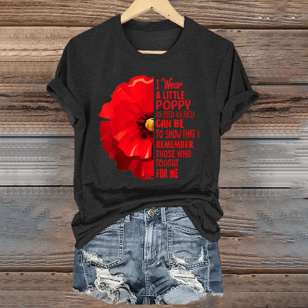 Remembering Red Poppy American Memorial T-Shirt Lest We Forget Shirt Gifts For Her