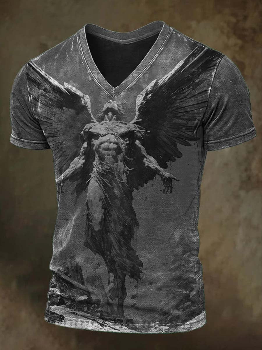 Renaissance Angel V-Neck Shirt Mythology Heaven Winged Angel Shirt Religious Gifts