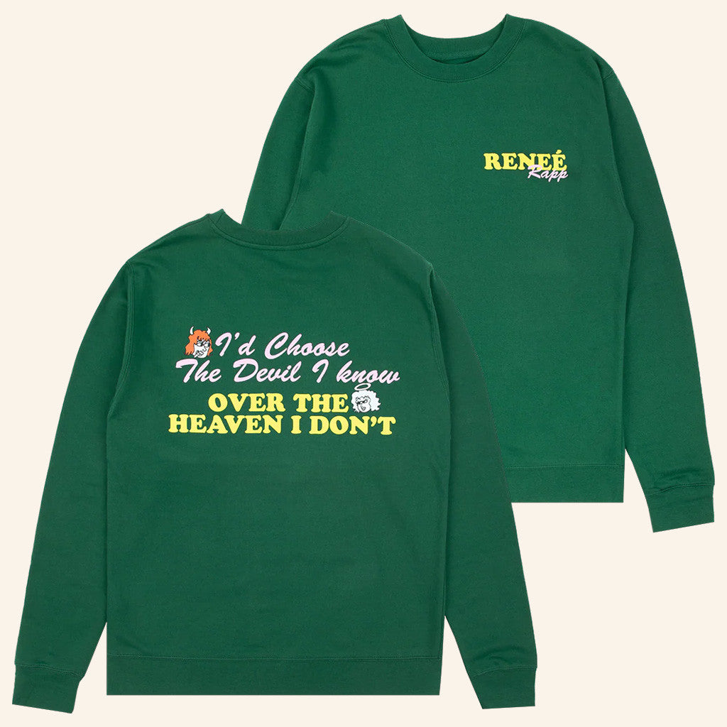 Renee Rapp Merch Devil I Know Crewneck Sweatshirt Gift Ideas For Friends Renee Rapp Merch Devil I Know Crewneck Sweatshirt Gift Ideas For Friends